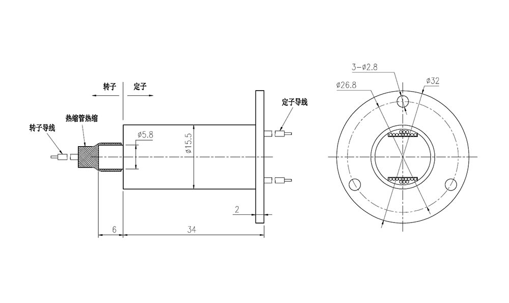 3KM-M155F1-2402系列導電滑環(huán)尺寸圖